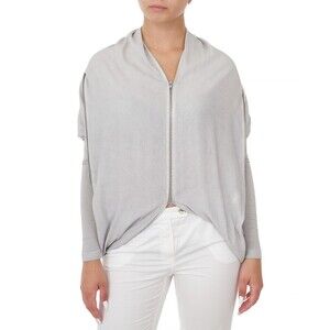 LM Women's 40 Large Marc Aurel Light Gray Multi-Zip Cardigan Sweater blouse EUC